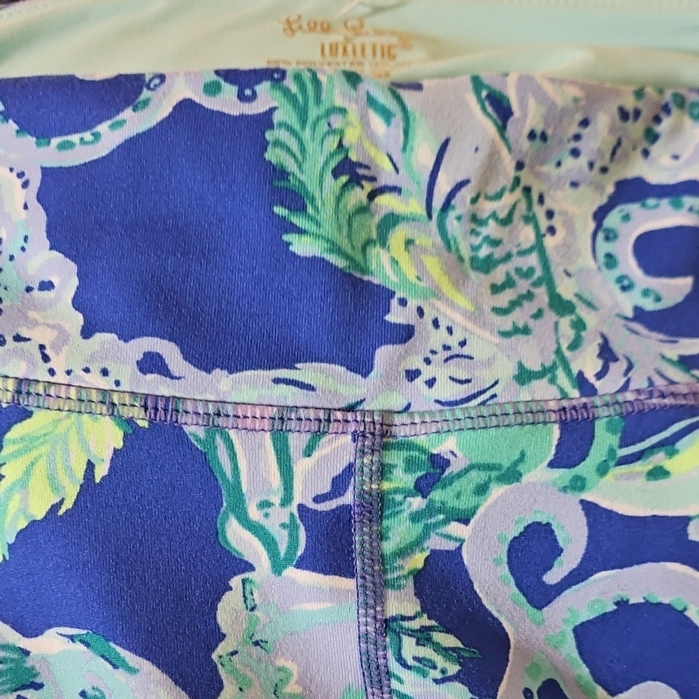Lilly Pulitzer Luxletic Blue and Green  Activewear Leggings -size Small